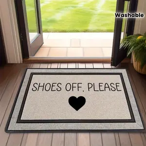 Washable "Please Remove Your Shoes" Welcome Mat - Crystal Velvet Doormat Suitable for Entryway, Courtyard, Porch, Farmhouse, and Garage Decor