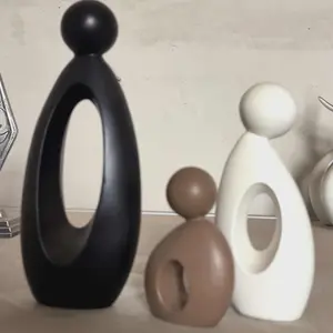 A set (3 pieces) of minimalist resin ornaments with simple shapes and soft colors, suitable for Indoor home decoration, home desktop decoration, courtyard display, seasonal decorations, no power required, ideal for garden and landscaping decor