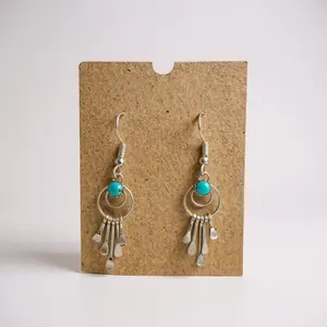 Handcrafted Native American Mandala Sterling Silver Turquoise MINI HOOK EARRINGS