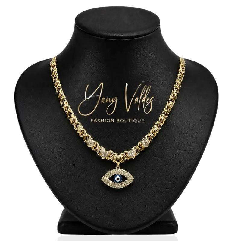 Gold Eye Pendant Necklace 18in with Stone Gold Eye Pendant Necklace 18in with Stone