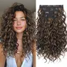 Sohochic AISI HAIR Women's Clip in Hair Extensions - 4PCS 16in Curly Wave, Soft Synthetic Fiber, Heat Resistant, Natural Lace Weft, Tangle-Free Curls, Secure Clip Hold, Accessories for Women (Everyday & Graduation Use)