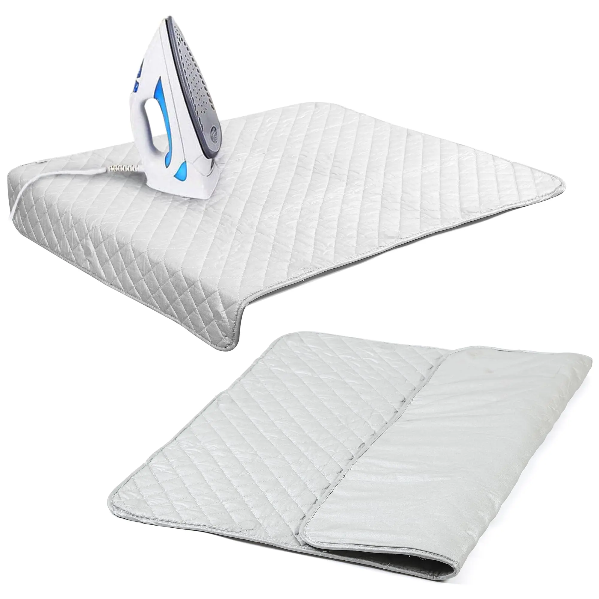 Houseables Magnetic Ironing Mat, Portable Iron Board, Heat Resistant Tabletop Pad, 91.44 cm x 76.2 cm, Gray, Quilted, Dryer Top Cover for Irons, Steaming, Pressing, Quilting, Travel, Space Saving, Laundry Room