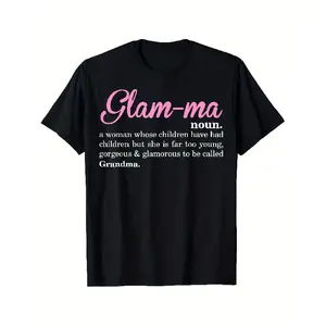 Glamma Called Grandma Graphic Tee - Black Casual T-Shirt for Women Short Sleeve Round Neck M² Smooth Fabric Machine Washable Playful Pink Lettering Design Grandma Shirt Summer Essential