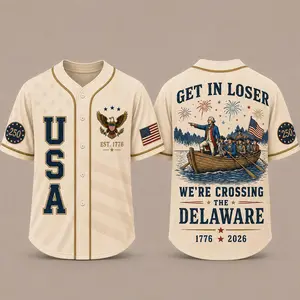 America 250 Crossing The Delaware Baseball Jersey Vintage Patriotic USA Independence Day Shirt Navy Gold Americana Jersey Semiquincentennial Edition