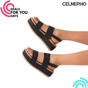 CELNEPHO Women's Platform Water Sandals Open Round Toe Chunky Wedge Sandals Velcro Strap Lug Sole Comfortable Footbed Sandals Solid Color Slingback Lightweight Fashionable Slip on Casual Beach Vacation Outdoor Walking Dress Shoes Deals For You Days