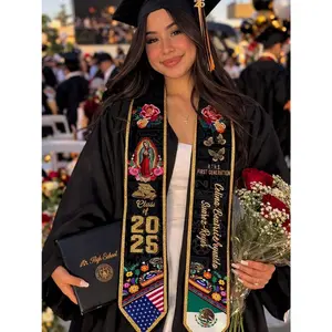 Custom Mexican Graduation Stole, Mexican Flag Graduation Sash 2026, Mexico Pattern Stole, Custom Name & School Sash Senior Graduation Gift
