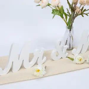 Rustic Freestanding Mr & Mrs Wooden Sign, Large White Decorative Letters for Wedding Sweetheart Table Decor, Vintage Photo Props, Ideal for Just Married Party & Anniversary Ornament