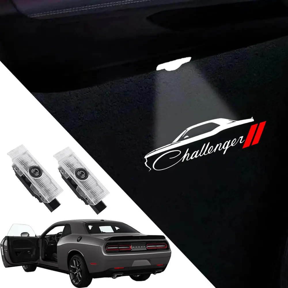 2Pcs LED Puddle Light hd Projector Door Lights, Plug & Play Interior Lighting for Challenger , Automotive Decorative Car Welcome Courtesy Accessories, Puddle Light Projector Interior Lighting