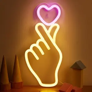Heart & Hand Pattern Neon Sign, 1 Count USB Powered Light Ornament, Decorative Light for Home Party Festival