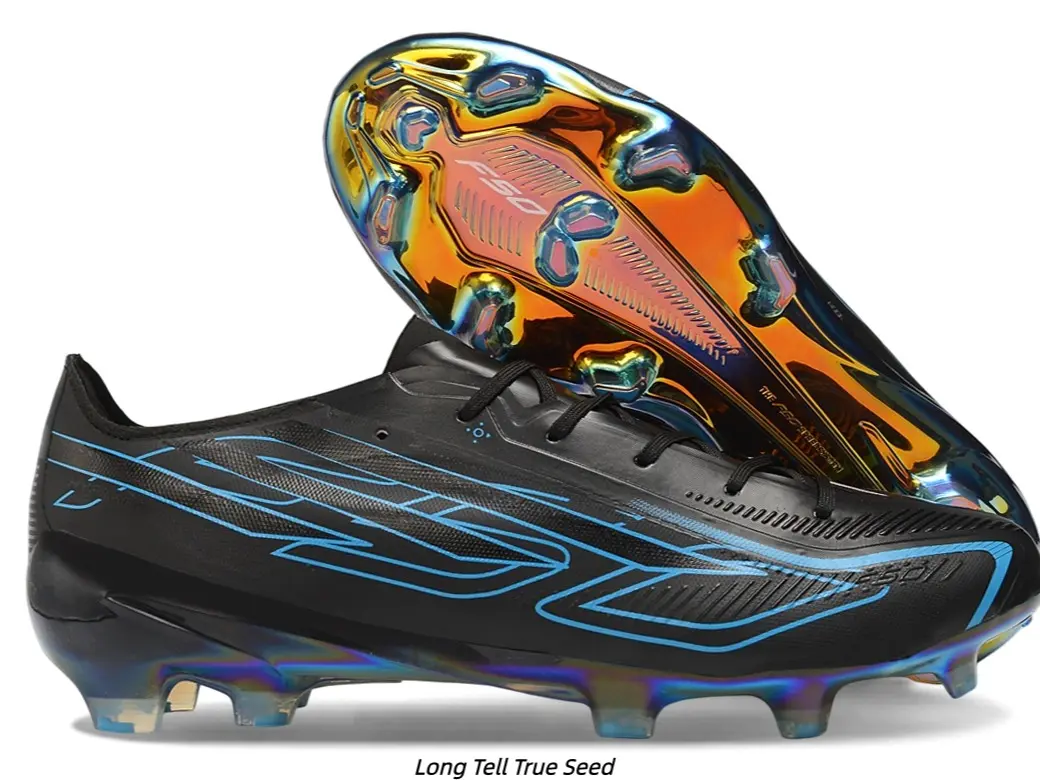 Black & Blue Speed Soccer Cleats - Lightweight FG Boots for Men & Youth, Natural Grass Ready