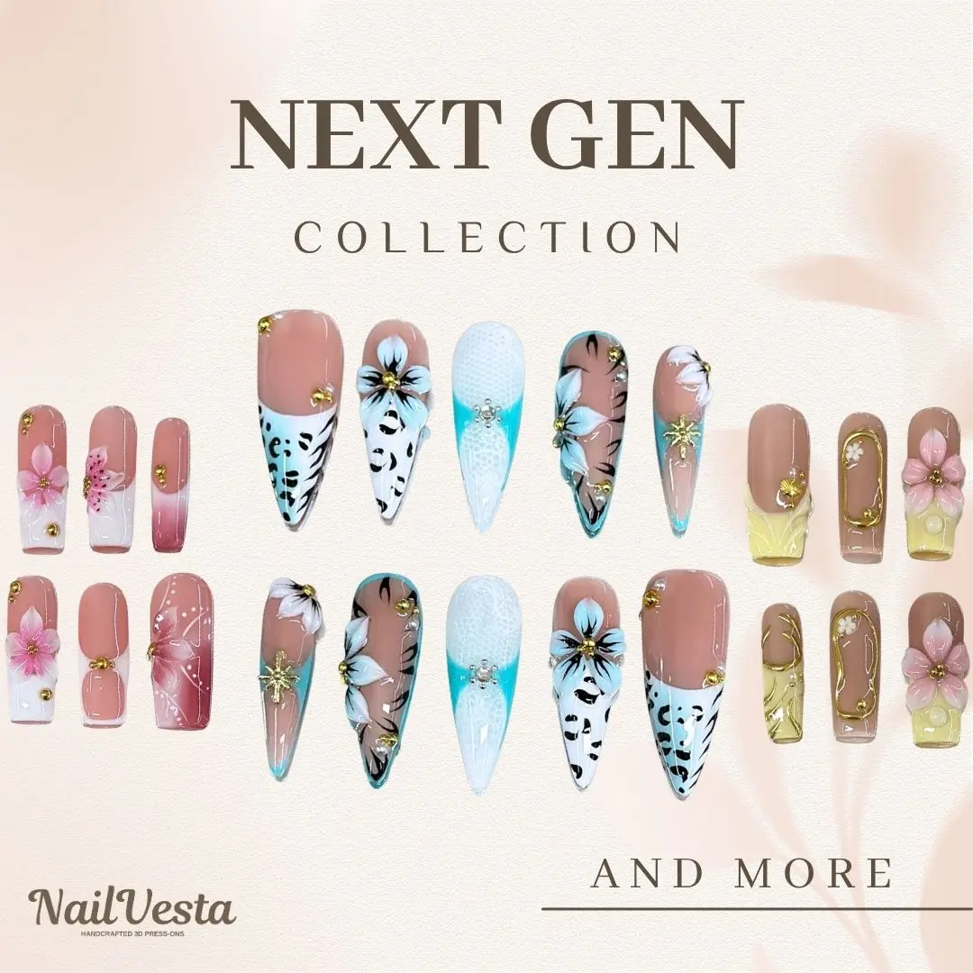NailVesta Next Gen Collection – 100% Handcrafted 3D Press-On Nails | Reusable, Long-Lasting, Salon-Quality Artificial Nails