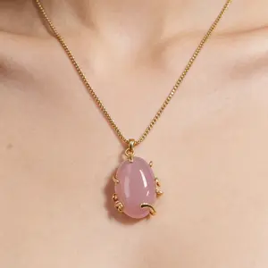 Rose quartz necklace, pink crystal necklace, minimalist jewelry, dainty everyday necklace, adjustable chain, lightweight, hypoallergenic, casual accessory gift gifts for women womens gifts chains gifts for girlfriend