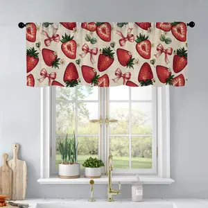 1pc Spring Strawberry Watercolor Painting kitchen curtains Window Curtain living room bedroom bathroom home decoration 54 * 18 inches