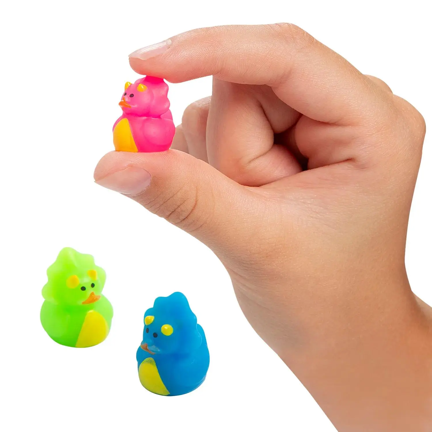 3/4" Micro Brightly Colored Dinosaur Rubber Ducks - 24 Pc.