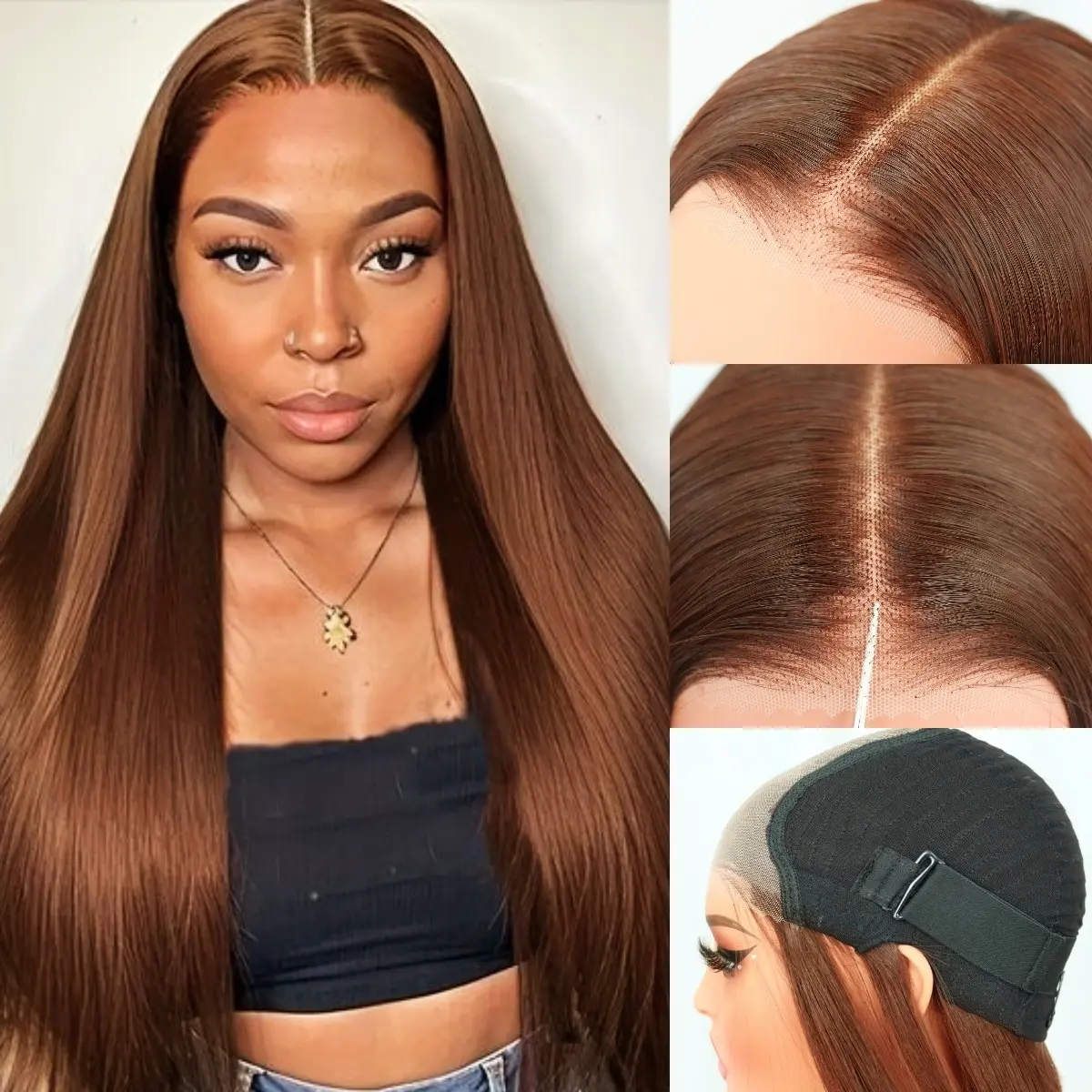 9x7 Glueless Synthetic Lace Front Wig Wear And Go Pre Plucked Pre Cut Straight Wig Vivid Self Growing Clean Hairline with Tiny Knots