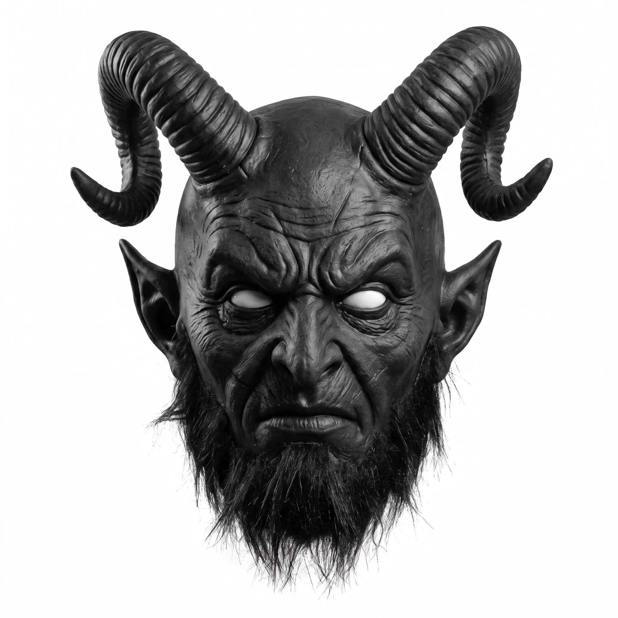 Sinister Black Devil Mask - Halloween Horror Prop