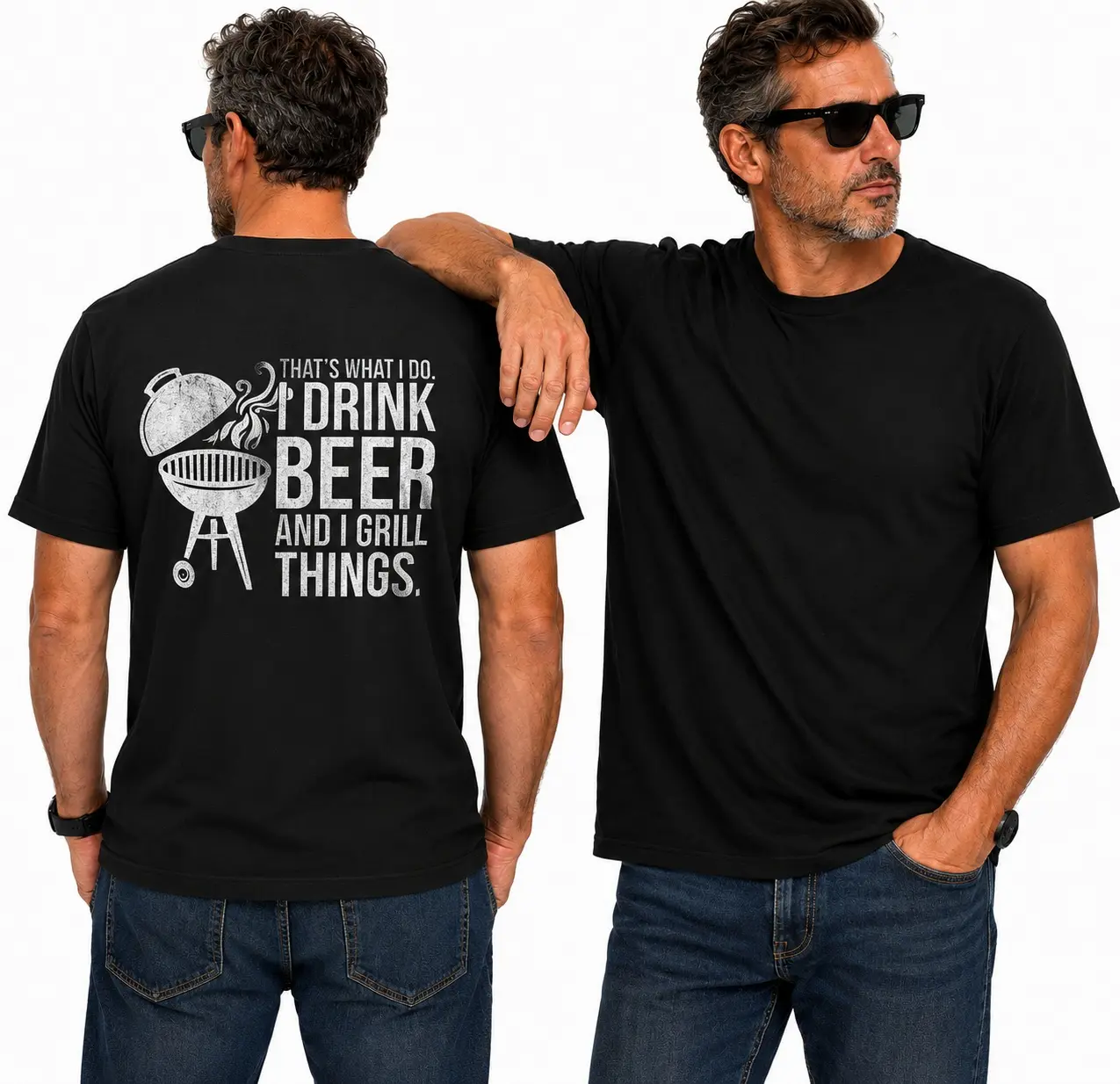That's What I Do I Drink Beer And I Grill Things Graphic Tee, Funny BBQ Dad Shirt, Grilling Master Outfit, Backyard Barbecue Humor Apparel, Father's Day Gift Tee