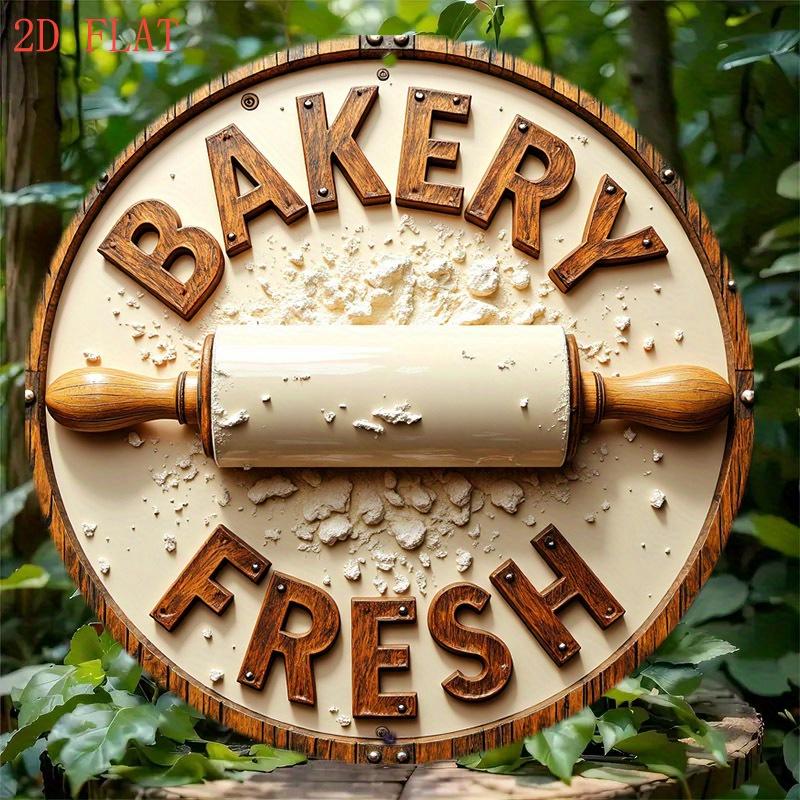 1pc 2D Plane Baking Theme Round Metal Wall Decor - Vintage Kitchen Sign with Rolling Pin and Flour Splash, BECAUSE YOU'RE WORTH IT - Suitable for Home, Coffee Shop, Farmhouse Style - Easy Hook Design - Perfect Birthday/Baking Enthusiast Gift, Rustic Decor