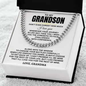 To My Grandson Necklace, Gift for Grandson from Grandma, Bracelet From Grandparents for Him, Romantic Gift for Man, Birthday Gift Bracelet for Grandson