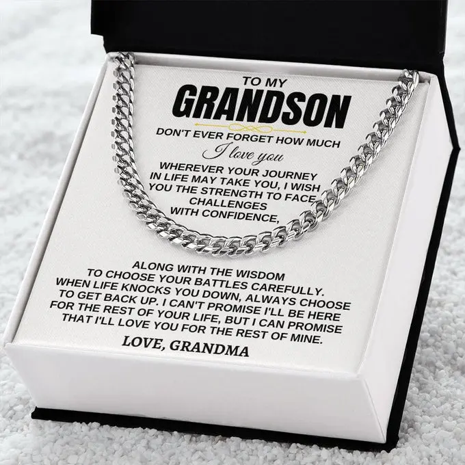 To My Grandson Necklace, Gift for Grandson from Grandma, Bracelet From Grandparents for Him, Romantic Gift for Man, Birthday Gift Bracelet for Grandson