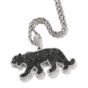 [ICE HUE]18K Gold Vacuum Plated Copper with 5A+ Sri Lanka Black Zircon Panther Pendant With Necklace Miami Italy Mexico & Micro Inspired for Women & Men Luxury Jewelry,Daily Wear,Casual Fashion,Gift Idea,,Classic,Hip Hop,Simple,Sporty Style