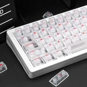 128 Keys Custom PC Keycaps，UV Printing Technology White and Transparent StyleStyle Keycaps， Cherry Profile Backlit Crystal Keycaps set for Cherry Gateron MX Switches Mechanical Keyboards