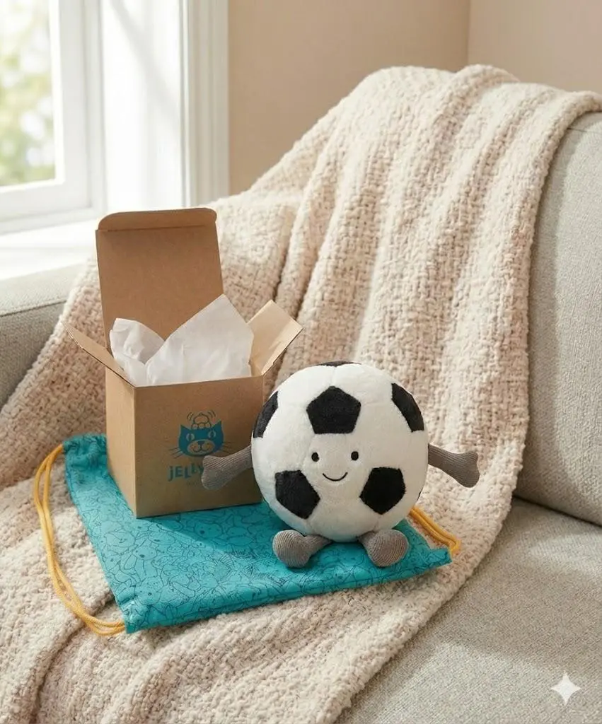 Official Jellycat Amuseables Sports Football Bag Charm Plush Keychain - Cute  Stuffed Plushie Keyring Clip for Backpack & Purse, Perfect Birthday Gift for Fans