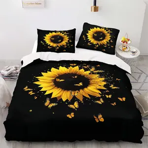3-Piece Sunflower Print Bedding Set, Includes Duvet Cover & Pillowcases, High-Definition Seasonal Prints, Home & Dorm Use, Easy Care