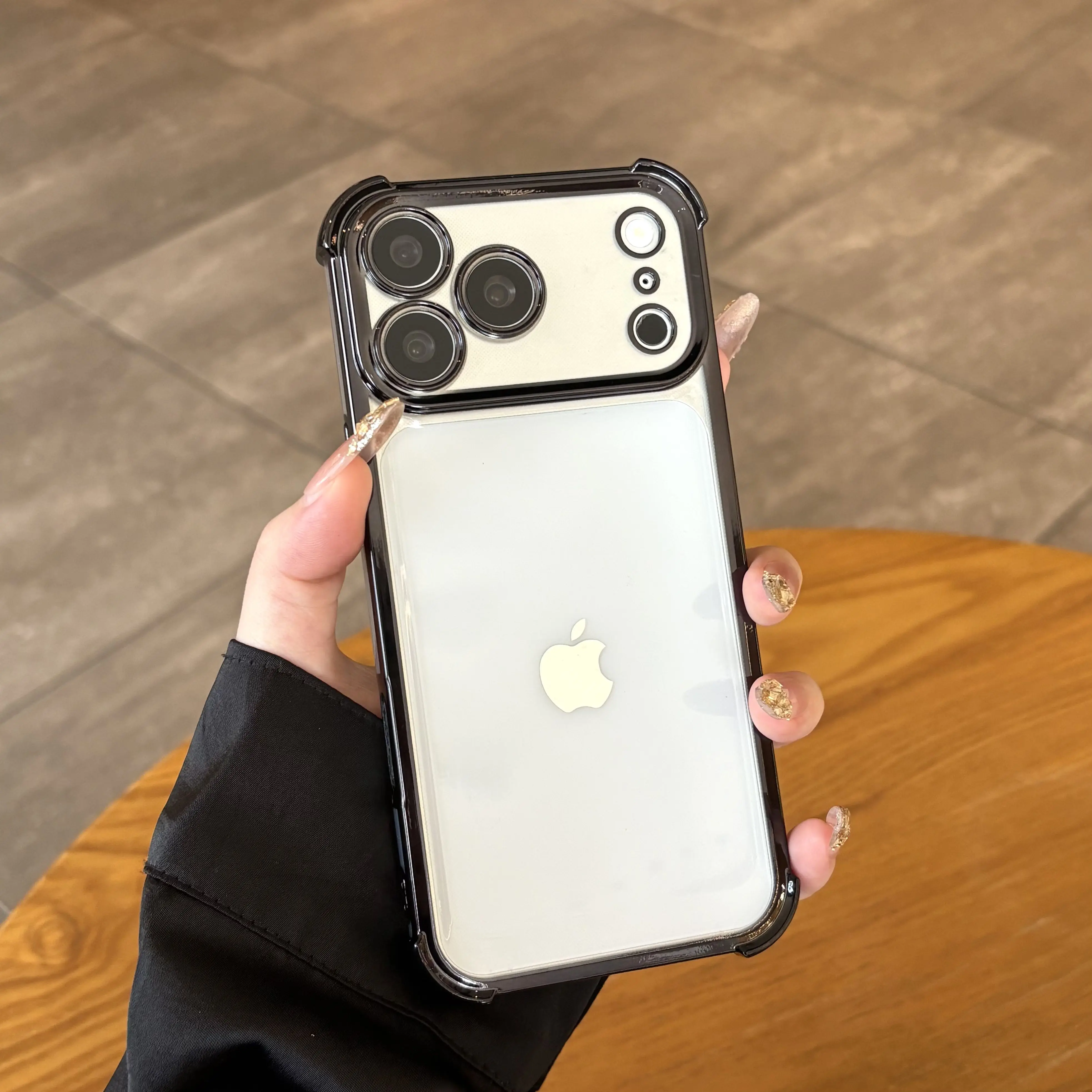 Four-corner anti-fall transparent mobile phone case, frame electroplating, mobile phone case with anti-fall safety pad, suitable for iPhone17 16 15 14 13 12 11 X series, sturdy and thickened mobile phone case