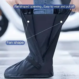 PVC High Boots & Shoe Covers Set, Anti-Slip Waterproof Rainproof, Thickened Wear-Resistant, Elastic Buckle Design, Outdoor Use, Rainy Days