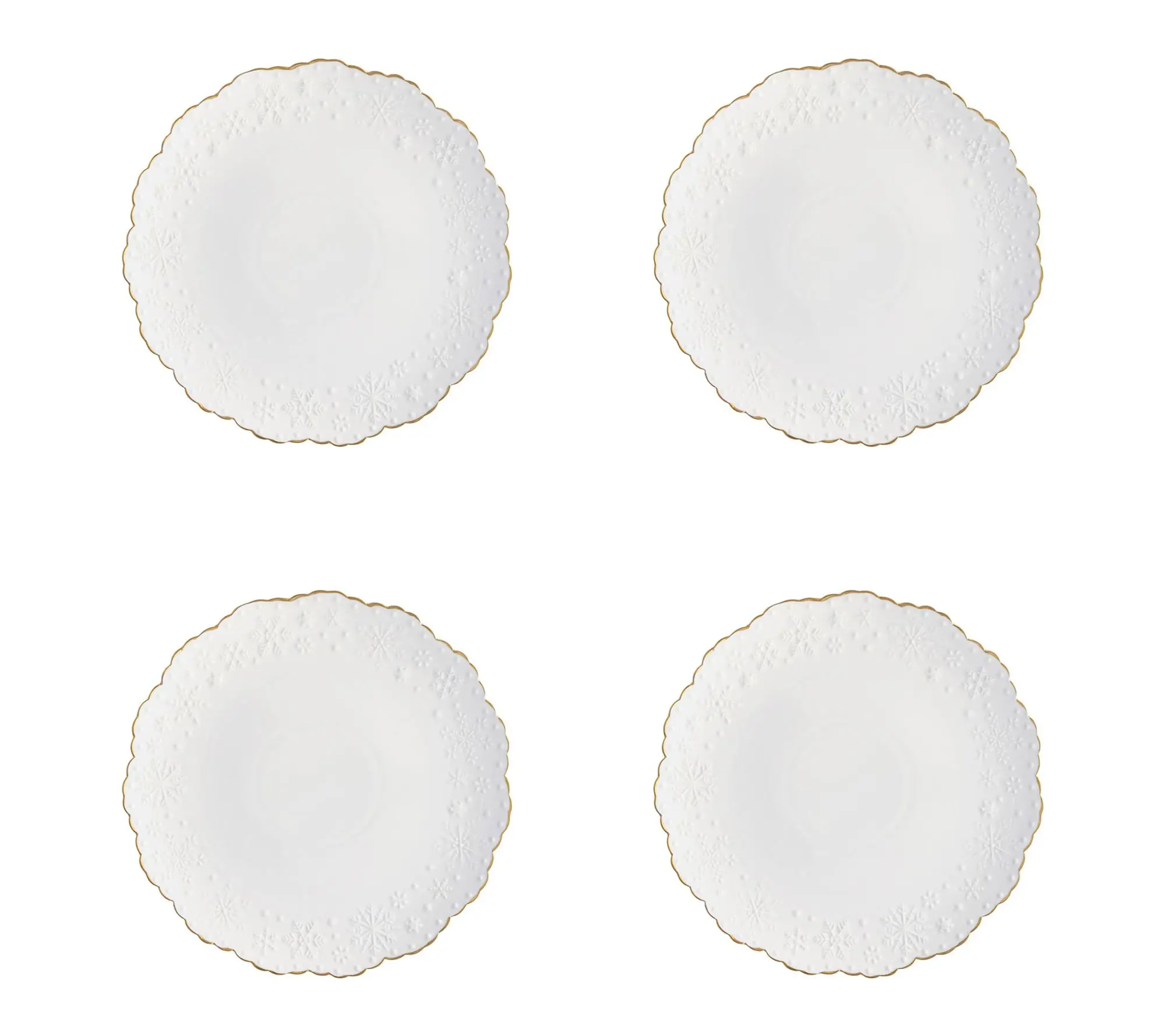 10 Strawberry Street Gilded Snowflake Embossed Dinner Plates