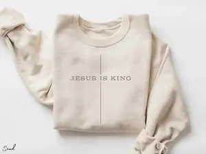 Jesus Is King Youth Sweatshirt, Christian Sweater, Religious Crewneck, Christian Apparel Faith, Christian Gifts For Boy Girl