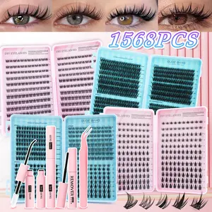 DIY tufted eyelashes, 50D/60D/80D+4 kinds of anime style false eyelash suits, suitable for all eye types, thick, light, soft and comfortable, and durable, DIY Cluster Lashes