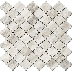 Arabesque Peel and Stick Backsplash Tile, Stick on Backsplash for Kitchen and Bathroom, Beige Marble Look PVC Mixed Metal Aluminum Mosaic Tiles (10 Sheets)