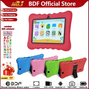 7-Inch Android13 Tablet for Kids, Portable Dual Camera, 4GB RAM 64GB ROM, WiFi, Educational Entertainment Device, Blue, Toddler Tablets