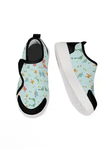 Exclusive Dinosaur Print Casual Shoes, Fashion Anime Style Artistic, Magic Tape Light Sole, Outdoor Play Park Running Essential