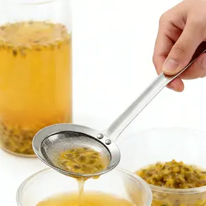 304 Stainless Steel Fine Mesh Skimmer Spoon, 12.6" Long Handle Fat Skimmer for Soup & Hot Pot, Food Grade Grease Strainer, Kitchen Gadget for Healthy Cooking, Foam & Oil Filter Sieve