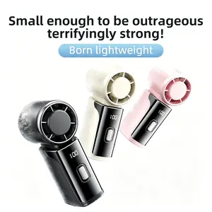 XJINGD Mini Handheld Pocket Fan - 100-Speed Ice Cooling, 17000RPM Turbo Wind, 87g Ultra-Light, USB Rechargeable with Digital Display for Summer Travel, Outdoor Activities