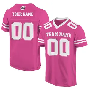 Personalized Team Name & Number Football Jersey For Adult , Team Sport Shirt Jerseys Fans, Custom Front Back Football V-neck Pink jersey G09