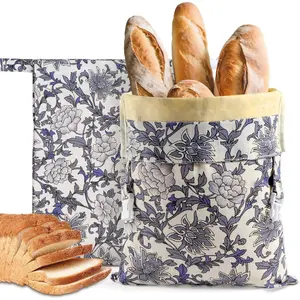 Reusable Bread Bags for Homemade Bread, 2 Pack XL Cotton Beeswax Bag for Sourdough, Beeswax Bags, Sourdough Storage Bag