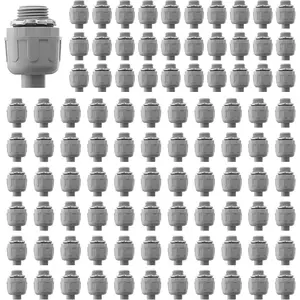 VEVOR 1/2 inch Liquid Tight Connector, 100 Packs, Non-Metallic Electrical Conduit Fitting, Flame-Retardant PA6 Nylon Flexible Conduit Connector, for Home Kitchen Bathroom Tube Tool Supplies, Gray