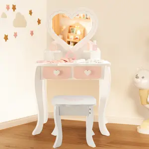 Makeup Vanity Set with Mirror & Drawers – Girls’ Dressing Table & Makeup Toy, Perfect Gift for Children