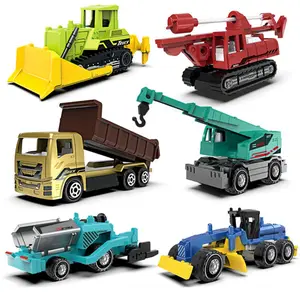 1:64-6 Pcs Alloy Mini Construction Vehicle Model,original Packaging Construction Transport Toys,dump Truck Toys Wholesale