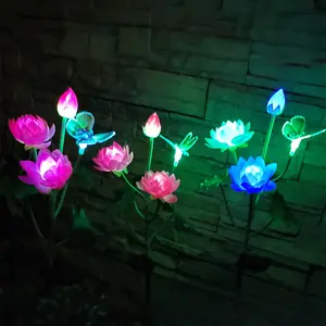 Solar Lotus Light Color Changing Led Butterfly Dragonfly Festive Lantern Lily Rose Sunflower Tulip unique lighting decorative lamp
