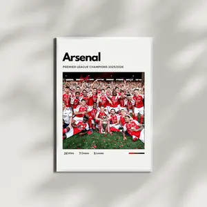 Arsenal 2026 Premier League Champions Poster | 2025/2026 Title Winners Art | Minimalist Soccer Print