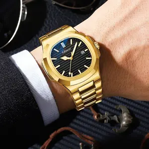 Luxury Gold Stainless Steel Luminous Casual Business Watch For Men Fashion Quartz Wristwatches Waterproof Men's