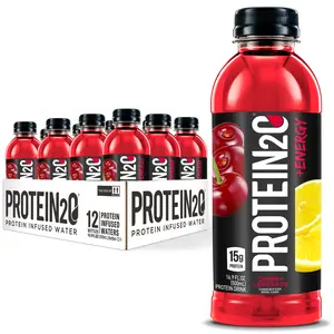 Protein2o Whey Protein Infused Water + Energy – Cherry Lemonade, 15g Protein, 16.9 fl oz (12-Pack), Refreshing Protein & Energy Boost!