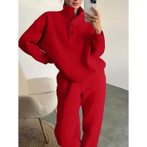 Fall and winter Women's Fashion European and American Style Sweatshirt Set