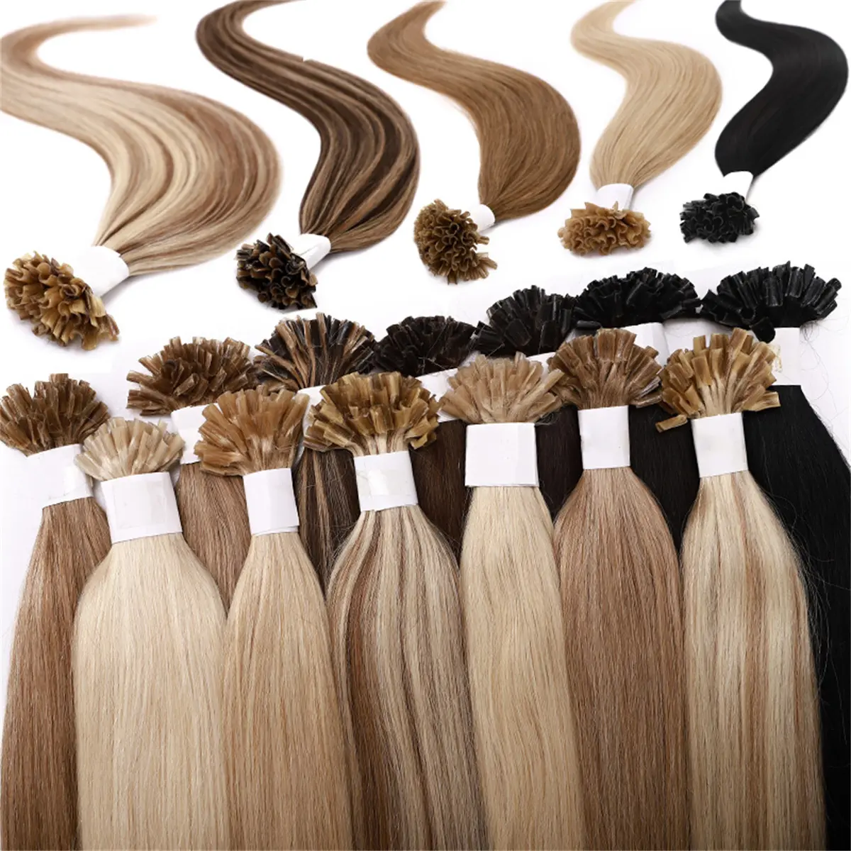 MY-LADY Women's U-Tip Individual Invisible Premium Straight Human Hair Extensions, 100% Remy Hair (50 Strands/Pack), Individual Extensions, Invisible Human Hair