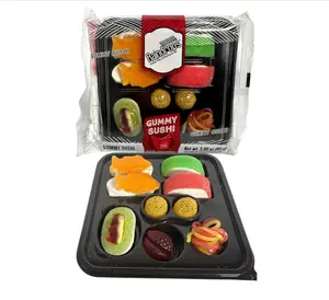 Raindrops Gummy Sushi Candy - 3oz Mini Bento Box, 9 Pcs (Pack of 1) - Fun & Vibrant Gummies - Made w/Delicious & Various Candies - Perfect for Parties, Gifts & Unique Snacks - Ideal for Kids & Adults